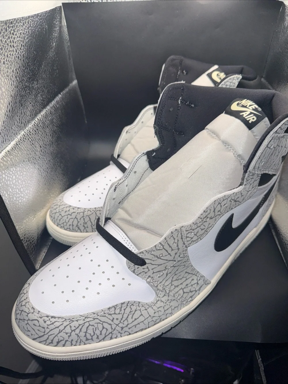 Size 18 - Air Jordan 1 Retro OG High White Cement, DZ5485-052, New W/ No Box